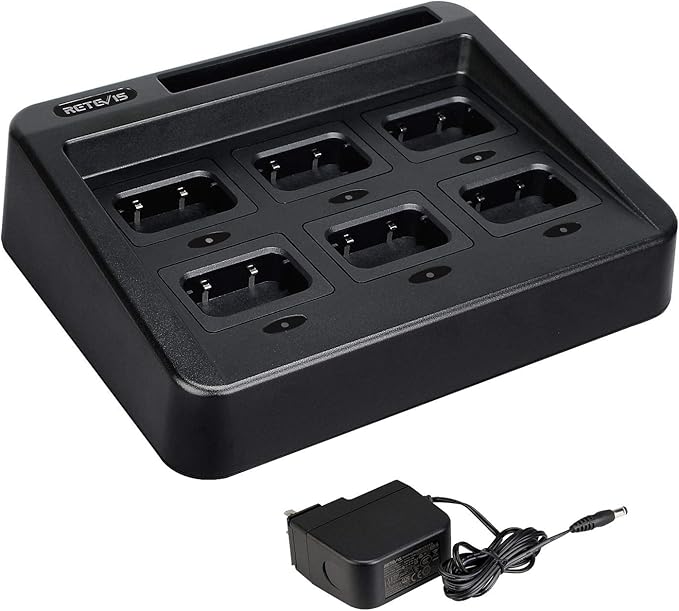 retevis rt48 六向充电器,对讲机和电池 6 路多单元充电器,用于仓库